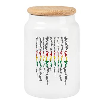 Rasta Ribbon Grayscale Stripes - Cookie Jar with Wooden Lid - white - Front