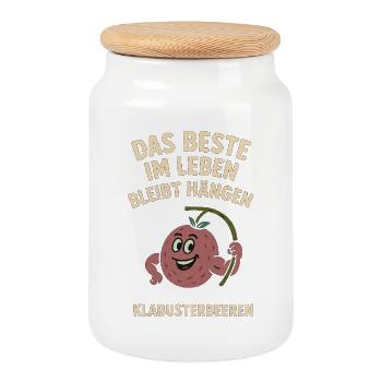 Das Beste Im Leben Bleibt Hängen Klabusterbeeren  - Keksdose mit Holzdeckel - Weiß - Vorne