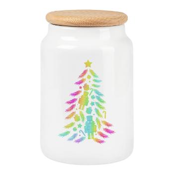 Casse-noisette sapin de Noël - Boîte à biscuits avec couvercle en bois - blanc - Devant