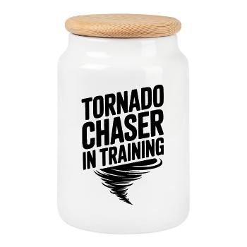 Tornado Chaser in der Ausbildung - Keksdose mit Holzdeckel - Weiß - Vorne