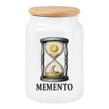 Memento Sablier Soleil et Lune - Boîte à biscuits avec couvercle en bois - blanc - Devant