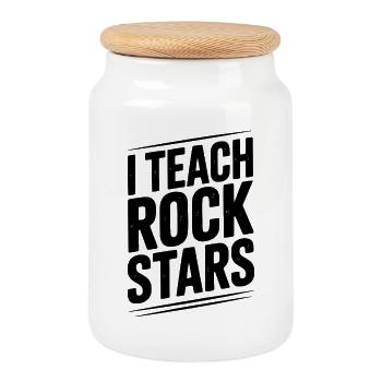 I Teach Rock Stars - Cookie Jar with Wooden Lid - white - Front