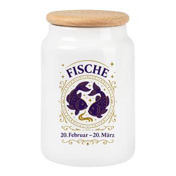 Sternzeichen Fische - Keksdose mit Holzdeckel - Weiß - Vorne
