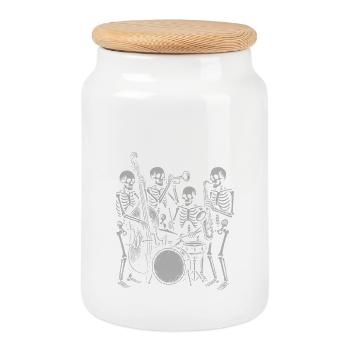 Halloween Vibes fête Squelette Band - Boîte à biscuits avec couvercle en bois - blanc - Devant