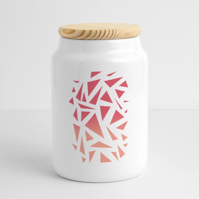Triangle Pattern - Pink Gradient Cookie Jar with Wooden Lid