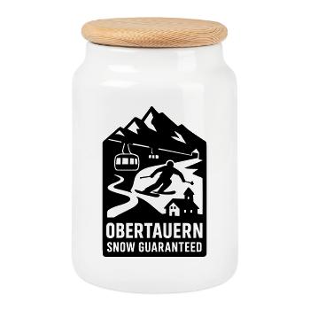 Obertauern Ski Resort - Cookie Jar with Wooden Lid - white - Front