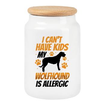 Irish Wolfhound est allergique - Boîte à biscuits avec couvercle en bois - blanc - Devant