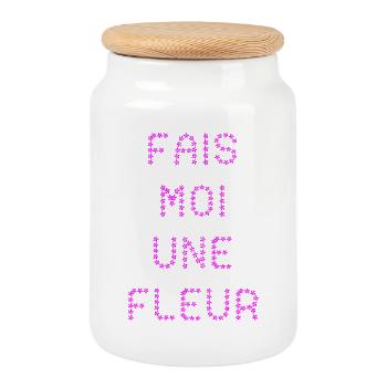 MAKE ME A FLOWER! - Cookie Jar with Wooden Lid - white - Front