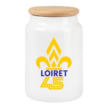 Fleur de Lys Loiret 45 - Boîte à biscuits avec couvercle en bois - blanc - Devant