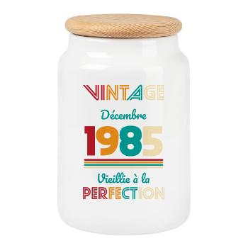 40 Years Anniversary - Vintage - December 1985 - Cookie Jar with Wooden Lid - white - Front