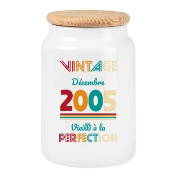 20 Years Anniversary - Vintage - December 2005 - Cookie Jar with Wooden Lid - white - Front