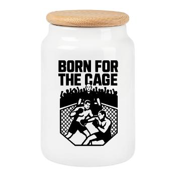 MMA Born For The Cage - Cookie Jar with Wooden Lid - white - Front
