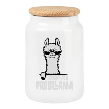 I Identify As A Probllama Cool Lama Problem Spruch - Cookie Jar with Wooden Lid - white - Front