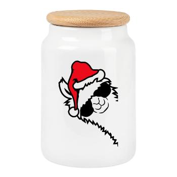 Llama Cool Lunettes de Soleil Père Noël Côté Chapeau - Boîte à biscuits avec couvercle en bois - blanc - Devant