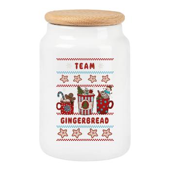 L’équipe Gingerbread - Boîte à biscuits avec couvercle en bois - blanc - Devant