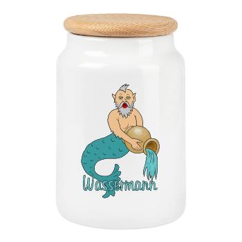 Wassermann Sternzeichen - Keksdose mit Holzdeckel - Weiß - Vorne