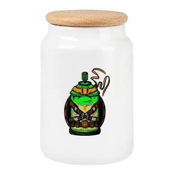 Tenue Grenade à pulvérisation vert fluo - Boîte à biscuits avec couvercle en bois - blanc - Devant