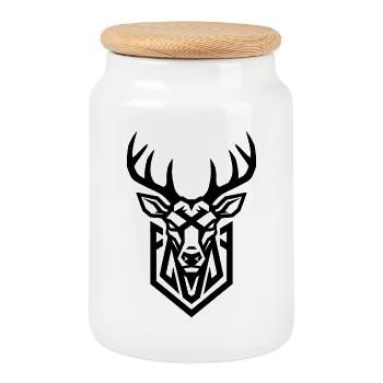 Élégant motif de cerf dans un style minimaliste - Boîte à biscuits avec couvercle en bois - blanc - Devant