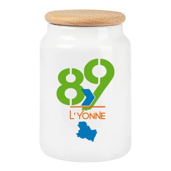 Logo 89 L'Yonne - Cookie Jar with Wooden Lid - white - Front