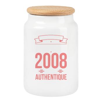 18th Birthday - Original - January 2008 - Cookie Jar with Wooden Lid - white - Front