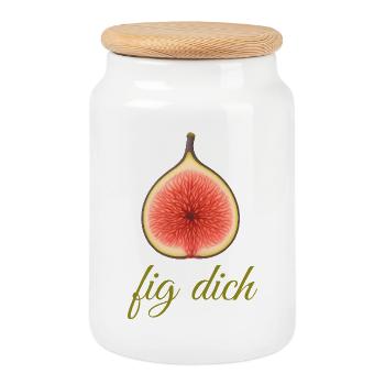 Feige Wortwitz Fig Dich Humor - Keksdose mit Holzdeckel - Weiß - Vorne