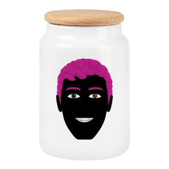 HETEROCHROMIA EYES #1 - nice people - Cookie Jar with Wooden Lid - white - Front