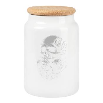 Masque à gaz en forme de crâne steampunk - Boîte à biscuits avec couvercle en bois - blanc - Devant