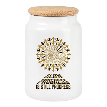 Slow Progress Rocket Snail - Cookie Jar with Wooden Lid - white - Front