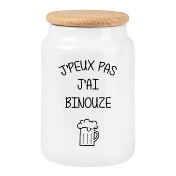 I can't I got drunk - alcohol - Cookie Jar with Wooden Lid - white - Front