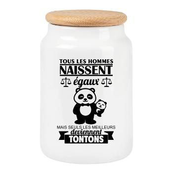 Tous les hommes  égaux tontons Tonton oncle Oncle - Boîte à biscuits avec couvercle en bois - blanc - Devant