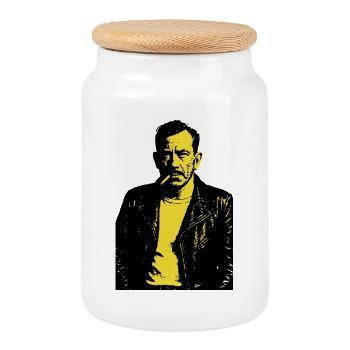 John Steinbeck Noir Rebel Portrait - Cookie Jar with Wooden Lid - white - Front