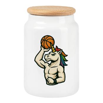 Einhorn-Dunk-Reifen - Keksdose mit Holzdeckel - Weiß - Vorne