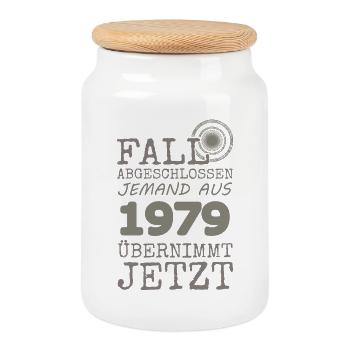 Fall 1979 - Cookie Jar with Wooden Lid - white - Front