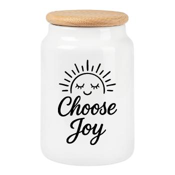 Choose Joy - Cookie Jar with Wooden Lid - white - Front