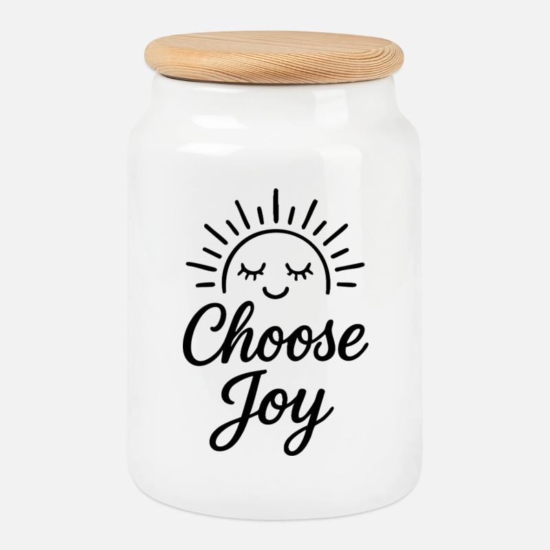 Choose Joy - Keksdose mit Holzdeckel - Weiß