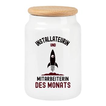 Mitarbeiterin des Monats Installateurin Sanitär - Keksdose mit Holzdeckel - Weiß - Vorne