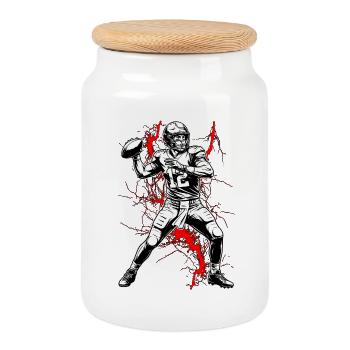 Quarterback dans un orage électrique - Boîte à biscuits avec couvercle en bois - blanc - Devant