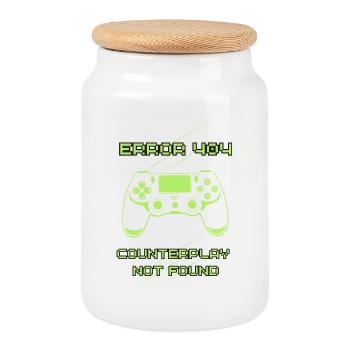 Error 404: Counterplay Not Found | Funny Gamer - Cookie Jar with Wooden Lid - white - Front