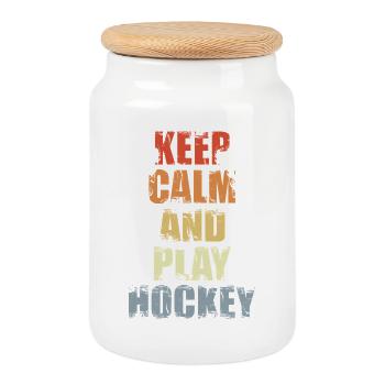 Bleib ruhig und spiel Eishockey - Cookie Jar with Wooden Lid - white - Front