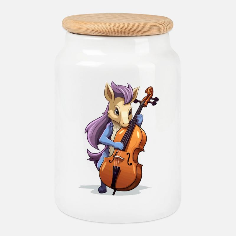 Violoncelle licorne - Boîte à biscuits avec couvercle en bois - blanc
