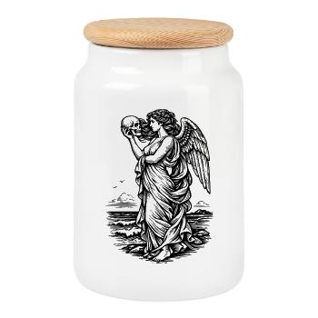 La déesse grecque Aphrodite à la mer avec le skul - Boîte à biscuits avec couvercle en bois - blanc - Devant