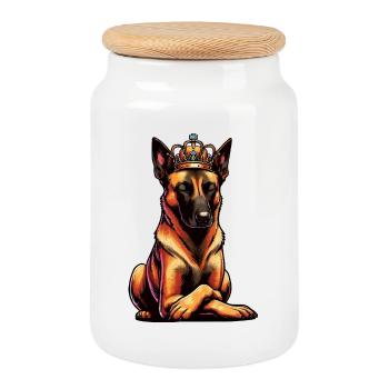 Malinois Belgian Shepherd Malinois Owner - Cookie Jar with Wooden Lid - white - Front