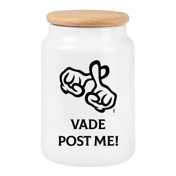 Vade Post Me! (Cross / Bible / Religion / 2C) - Cookie Jar with Wooden Lid - white - Front