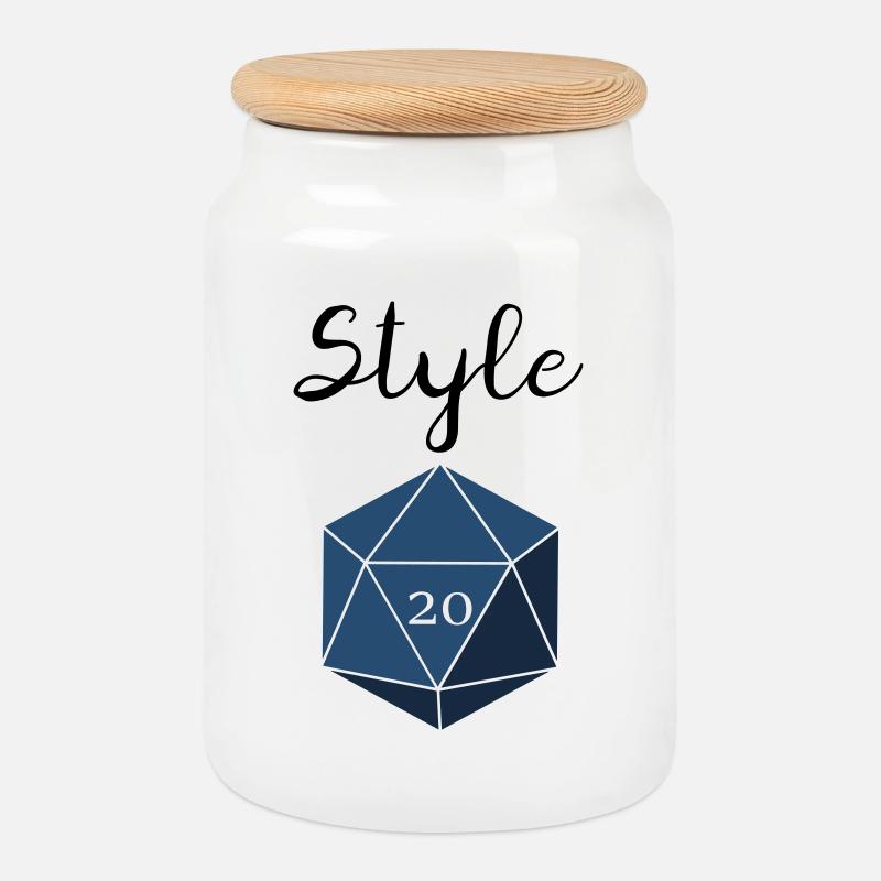 Style Check d20 - Cookie Jar with Wooden Lid - white
