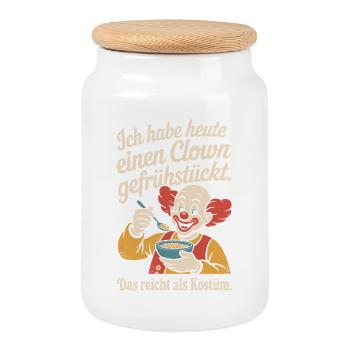 Remplacement du costume de clown du Petit-déjeuner de Clown Carnival - Boîte à biscuits avec couvercle en bois - blanc - Devant