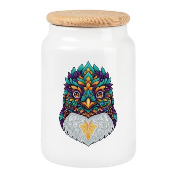 Déguisement fantastique de carnaval de manchot - Boîte à biscuits avec couvercle en bois - blanc - Devant