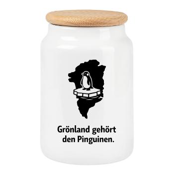 Pinguin auf Grönland-Eis - Keksdose mit Holzdeckel - Weiß - Vorne
