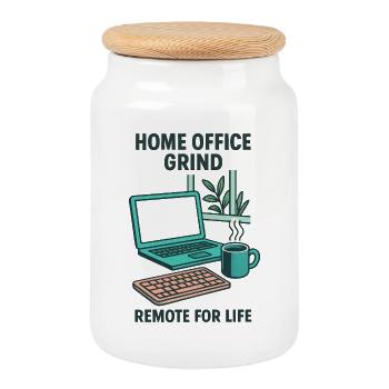 Design Homeoffice Grind-Setup Telearbeit Leise - Keksdose mit Holzdeckel - Weiß - Vorne