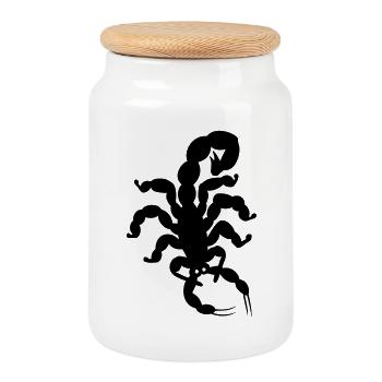 scorpion - Boîte à biscuits avec couvercle en bois - blanc - Devant