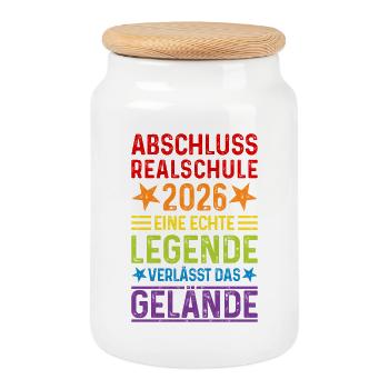 Graduation 2026 Realschule - Cookie Jar with Wooden Lid - white - Front